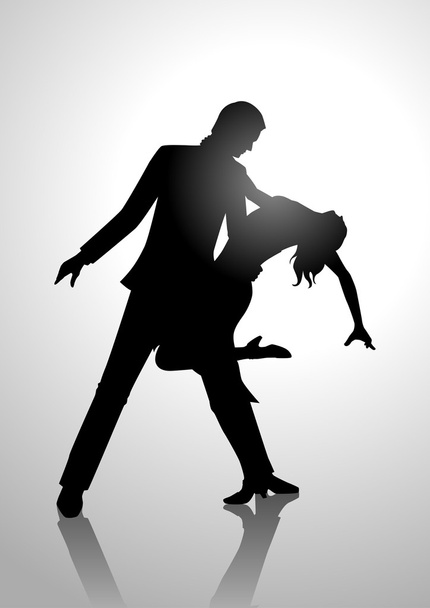 Silhueta ilustração de um casal dançando
 - Vetor, Imagem