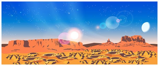火星のパノラマ風景 - ベクター画像