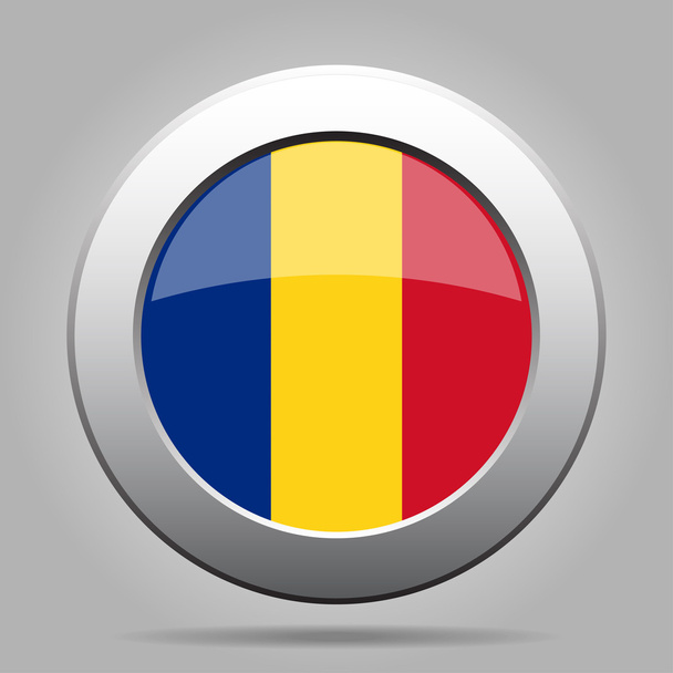 metalowy przycisk z flaga Rumunii - Wektor, obraz