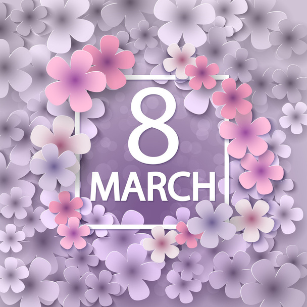 Pink Floral Greeting card - International Happy Womens Day - Vector, imagen