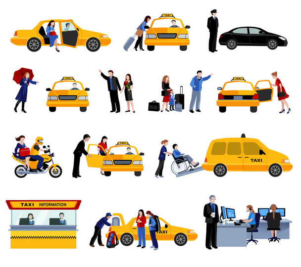 Sada ikon Taxi služby - Vektor, obrázek
