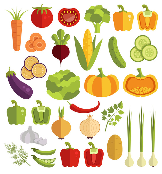 Vegetables vector flat icons set - Vektori, kuva