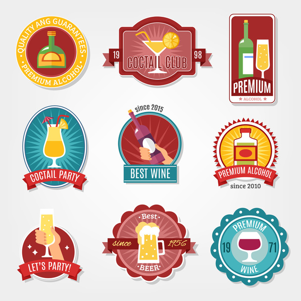 Alcohol etiketten ontwerpset - Vector, afbeelding