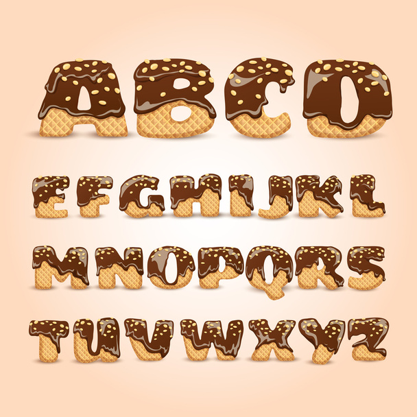 Frosted Chocolate Wafers alfabeto letras conjunto
 - Vetor, Imagem
