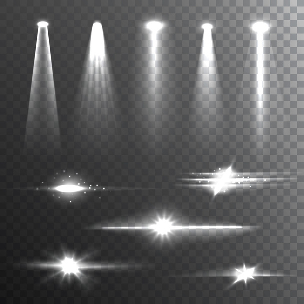 Световые лучи белого на черном
 - Вектор,изображение