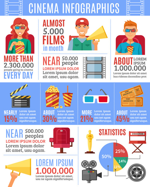 Cinema Infographics Layout - Vektor, Bild