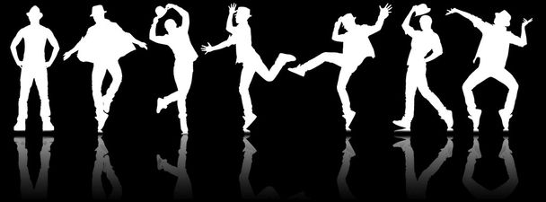 Siluetas de bailarines en concepto de baile - Foto, Imagen