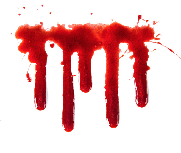 Splattered blood stains on white background - Photo, image