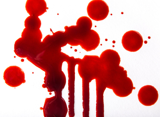 Splattered blood stains on white background - Foto, imagen