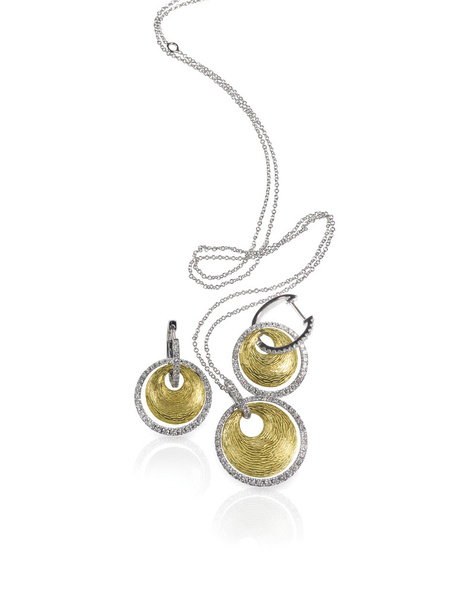 Gold und Diamant Ohrring Halskette Set - Foto, Bild