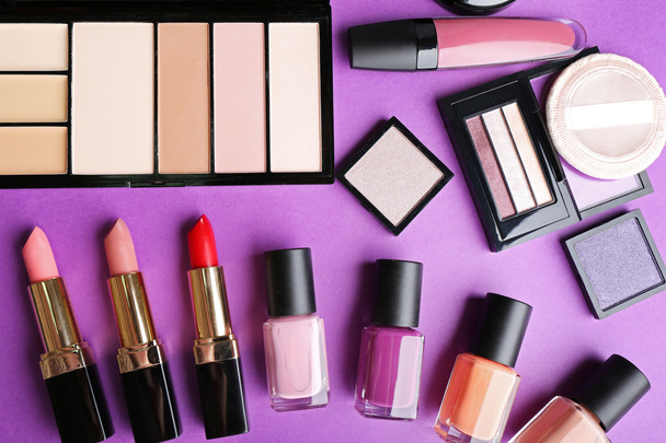 Cosmetics set on purple  - Foto, Imagem