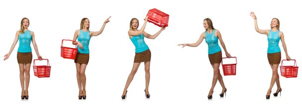 Zdjęcie złożone kobiety z koszykiem na zakupy - Zdjęcie, obraz