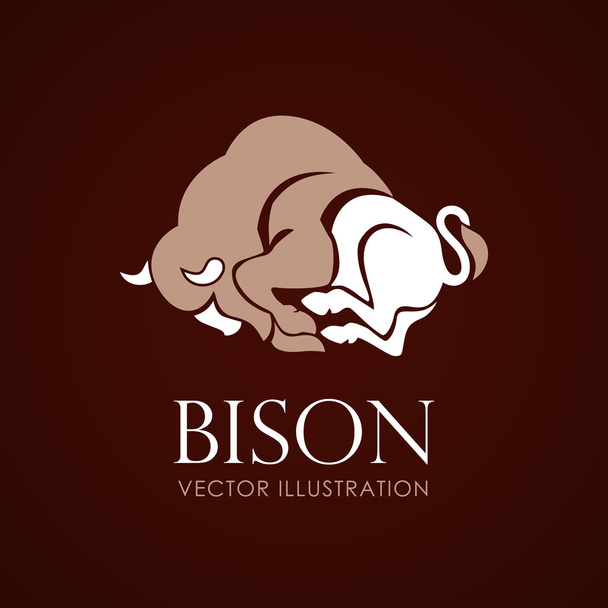 茶色の背景にバイソン サイン ロゴ エンブレム - ベクター画像