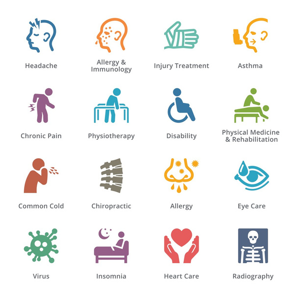 Health Conditions & Diseases Icons - Sympa Series | Colored - Vector, Image