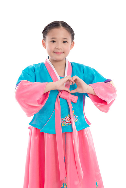 Chica asiática en vestido tradicional coreano
 - Foto, imagen