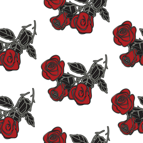 Seamless pattern with red roses. Vector illustration. - Vector, Image