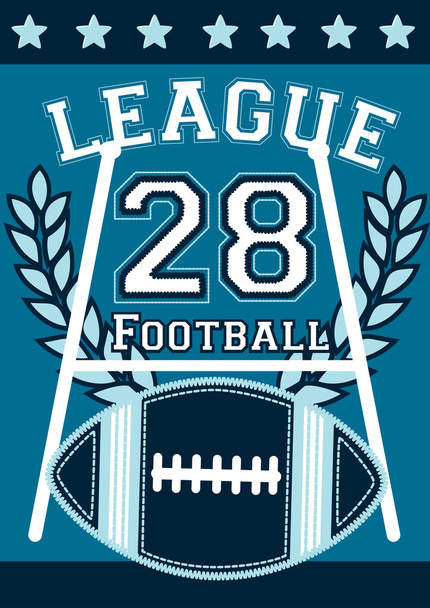 Football league banner met voetbal borduurwerk - Vector, afbeelding