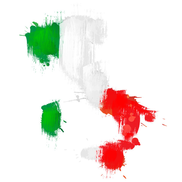 Grunge χάρτη της Ιταλίας με ιταλική σημαία - Διάνυσμα, εικόνα