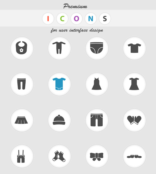 Baby clothes simply icons - Vector, Image