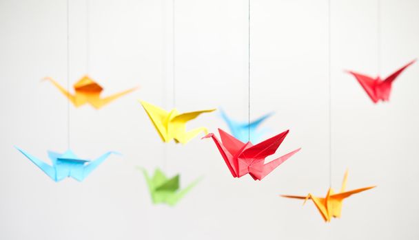 Origami-Kranich-Vögel - Foto, Bild