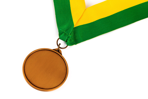 Médaille d'or sur fond blanc avec visage blanc pour le texte
. - Photo, image