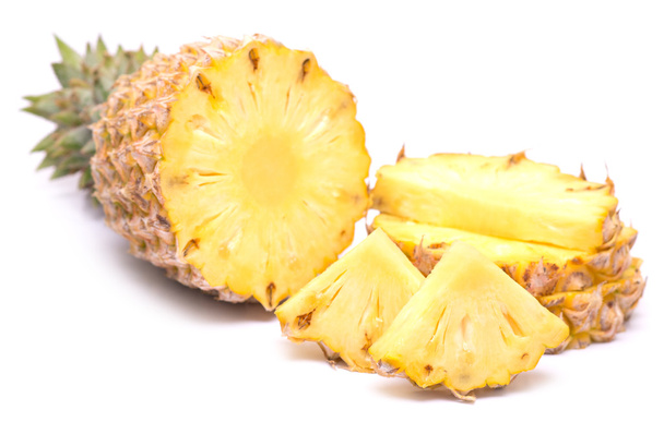 ripe pineapple on white - Photo, Image