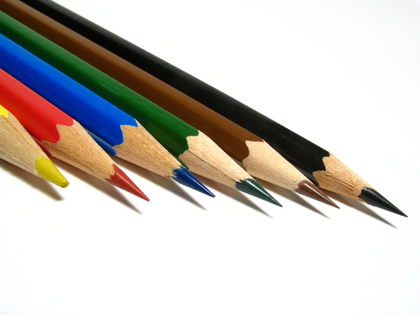 Colored pencils on white - Foto, Bild