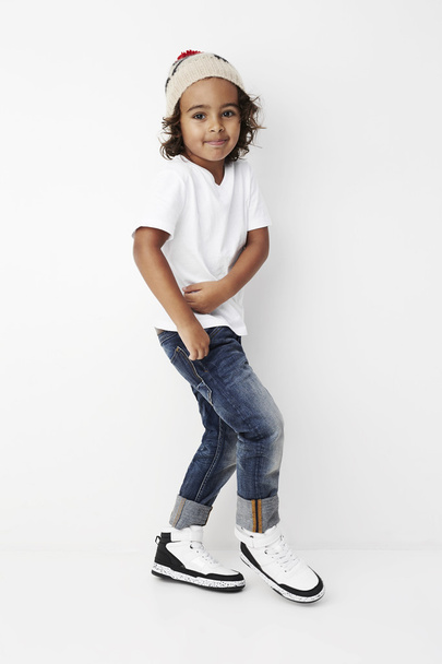 Mixed race boy in fashionable clothes - Foto, Imagen