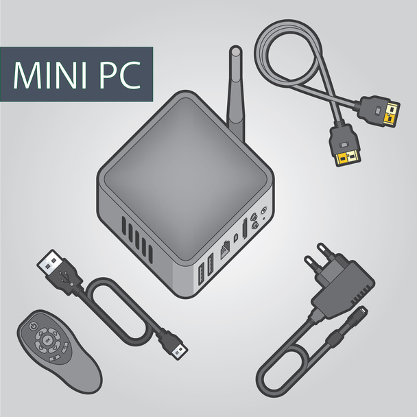 Compact Computer, mini PC, for media content and entertainment. - Vector, Image