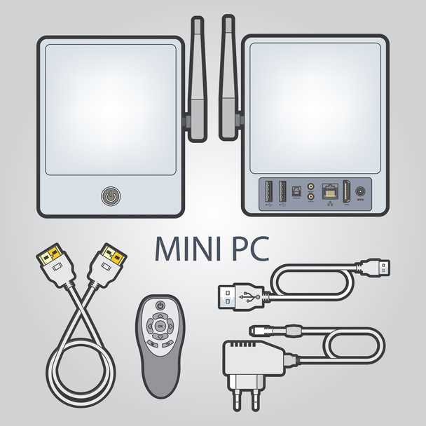 Ordenador compacto, mini PC, para contenido multimedia y entretenimiento
. - Vector, imagen