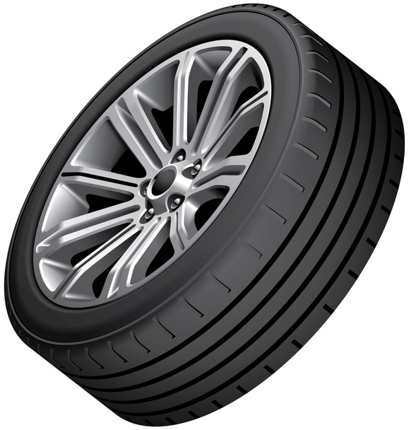 Alloy wheel with low-profile tire - Vector, Image