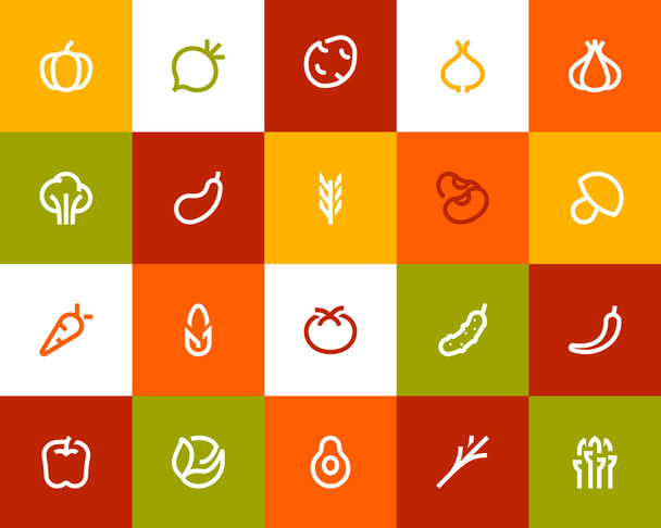 Zeleninové ikony. Ploché styl - Vektor, obrázek