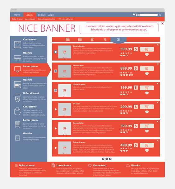 Vector illustration of web page template. - Vector, afbeelding