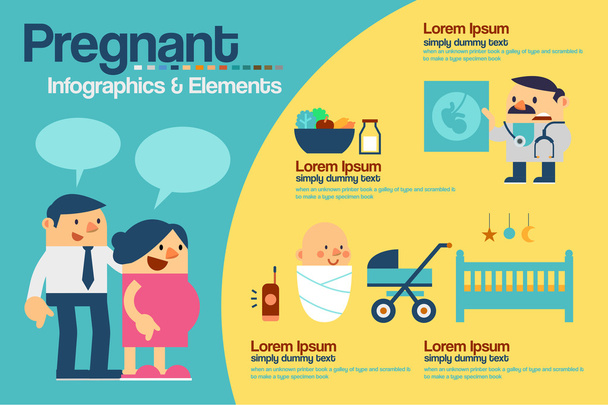 Vector Illustration Pregnant Infographics and Elements - Вектор,изображение