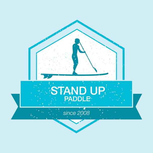 Colorful logo template for stand up paddling. Athletic labels and badges. - Vektor, kép
