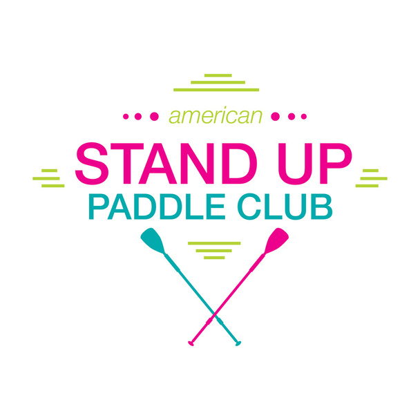 Colorful logo template for stand up paddling. Athletic labels and badges. - Vektör, Görsel
