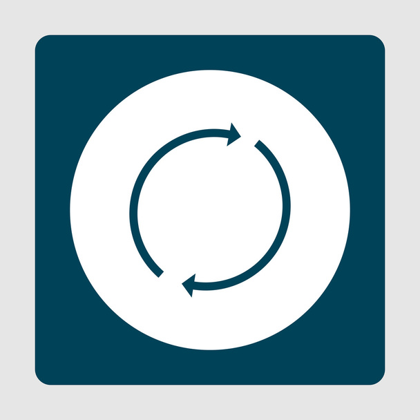 Icono de actualización, sobre fondo círculo blanco rodeado de azul
 - Vector, imagen