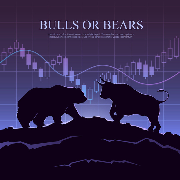 Trading illustration. The bulls and bears. - Vector, Image