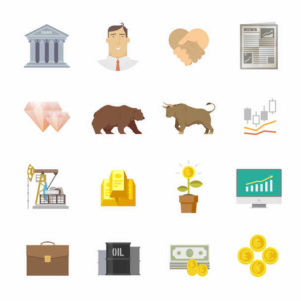 Stock exchange trading set of icons - Vector, Image