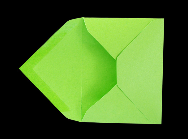 Green open envelope. - Foto, Imagem