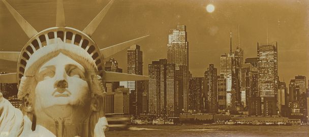 Aged sepia digital grunge effet de détresse New York
 - Photo, image