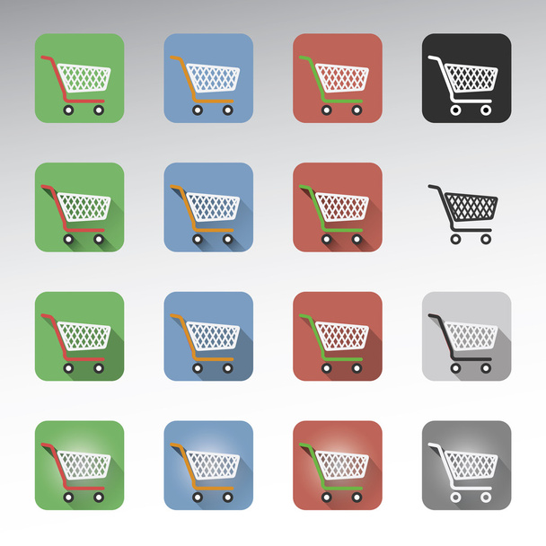 Shopping cart icons set - Vector, Image