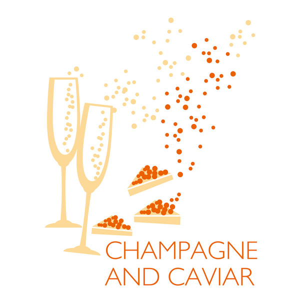 champagne and caviar - Vector, Image