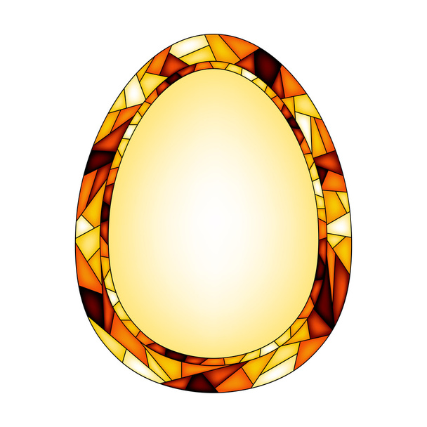 Πολύχρωμη εικονογράφηση πρότυπο υπόβαθρο, πρόσκληση ή ευχετήρια κάρτα με Πασχαλινό αυγό, χρυσό στολίδι και του πλαισίου για το κείμενο. Χρωματισμένο γυαλί ψηφιδωτό στυλ. Καλό Πάσχα. - Διάνυσμα, εικόνα
