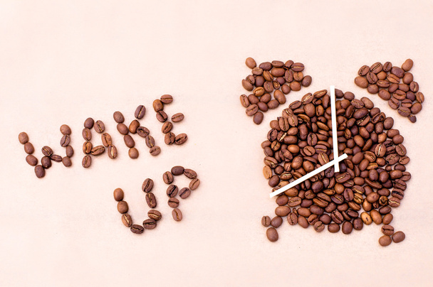 Wake up! Alarm clock made of coffee beans - Φωτογραφία, εικόνα