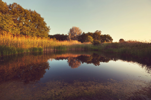Krásné jezero při západu slunce - Fotografie, Obrázek