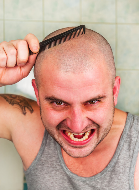 crazy bald man - 写真・画像