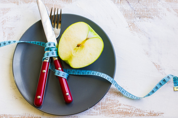 Concepto de dieta con manzana verde
 - Foto, imagen