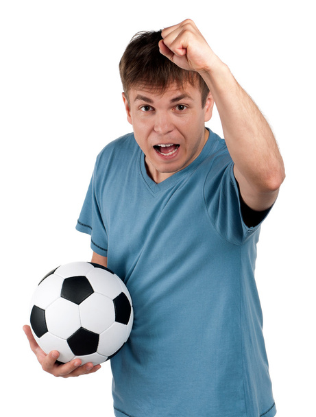 Чоловік з класичним футбольним м'ячем
 - Фото, зображення