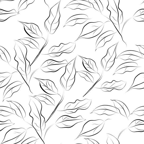 Seamless wallpaper with leaves - Wektor, obraz